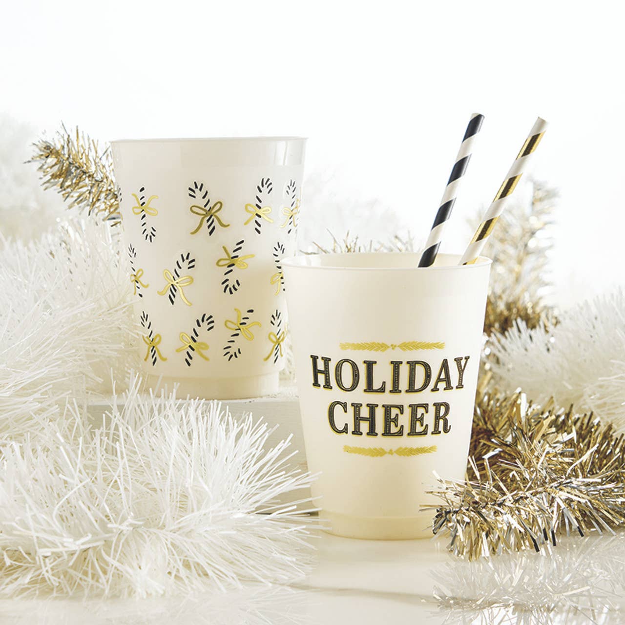 Gold Foil Frost Cups - Candy Canes - Set of 8