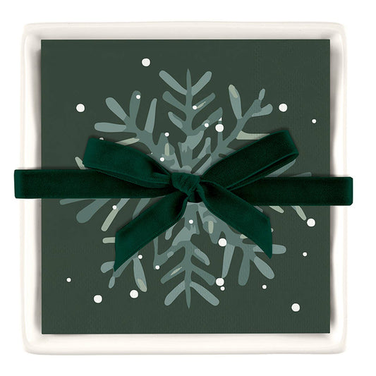 Ceramic Napkin Tray + Napkins - Snowflake