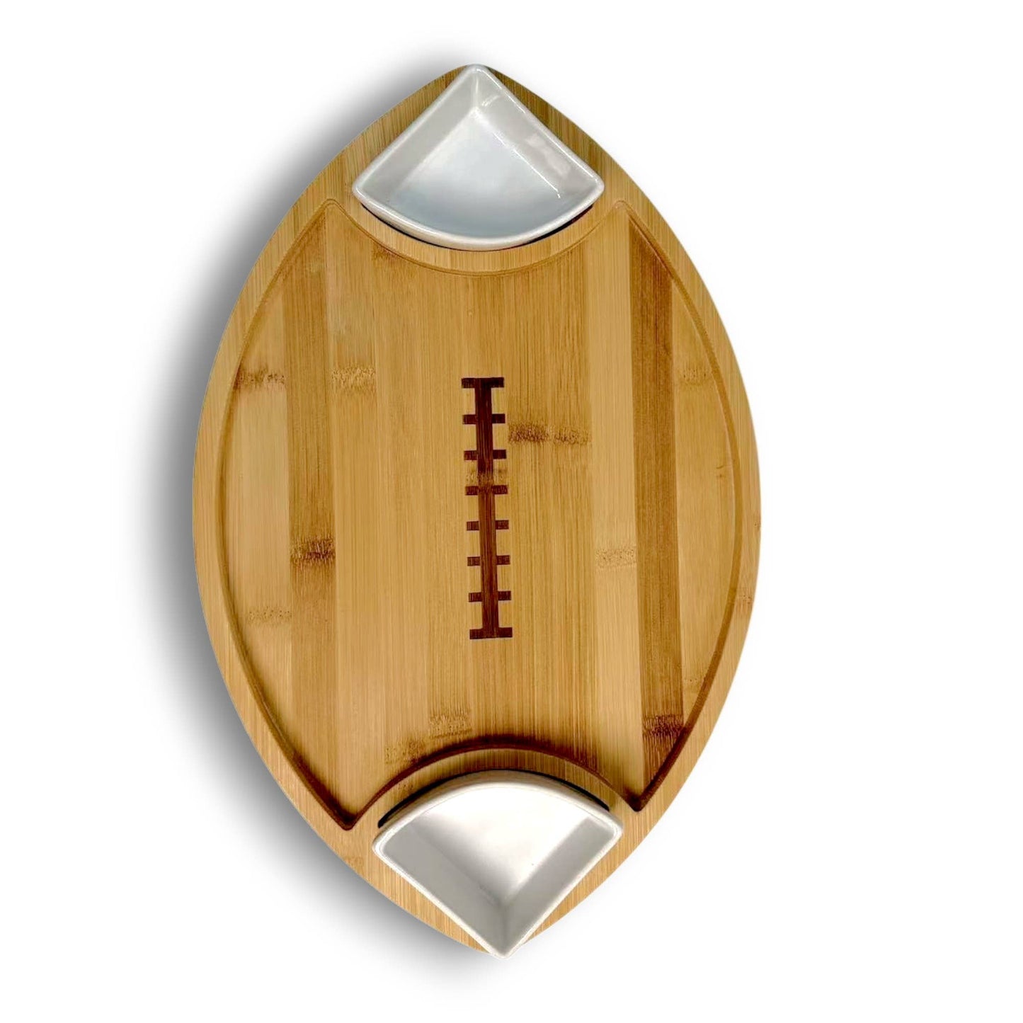 3PC Football Shape Bamboo Serving Tray