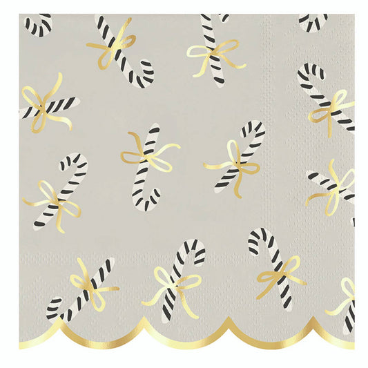 Ceramic Napkin Tray + Napkins - Candy Canes