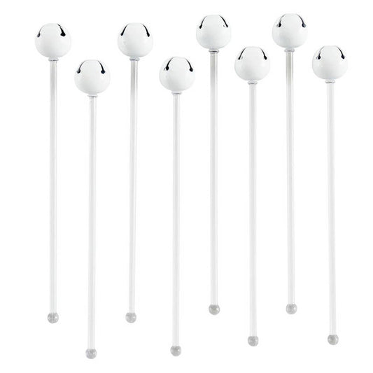 Shiny White Jingle Bell Stir Sticks