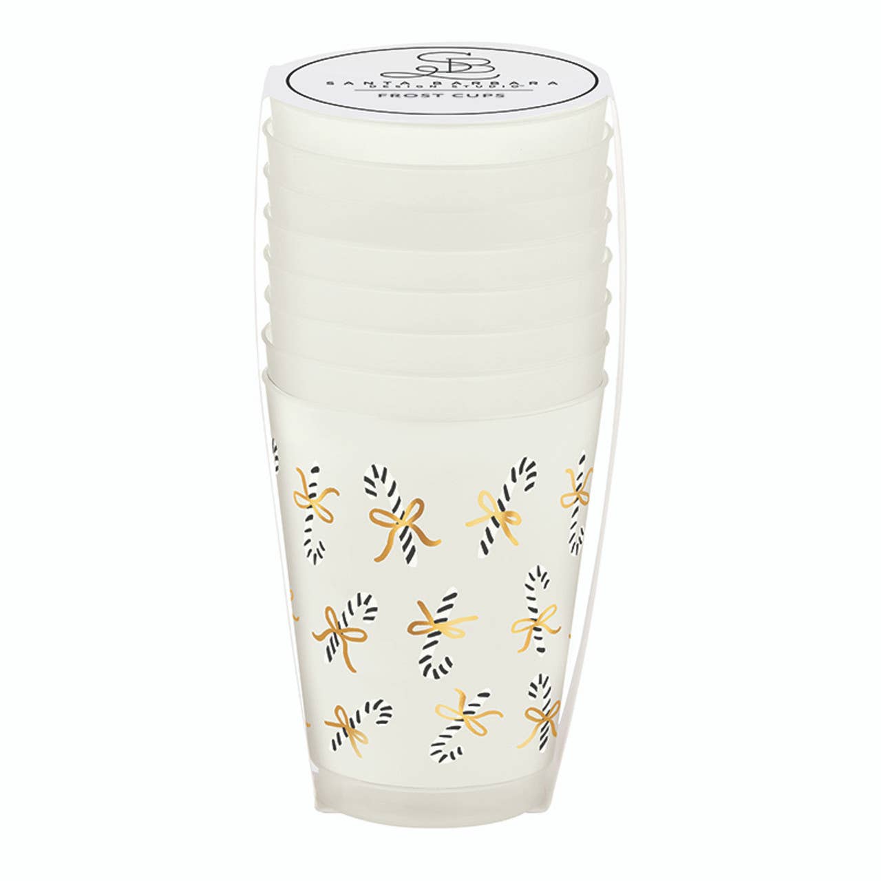 Gold Foil Frost Cups - Candy Canes - Set of 8