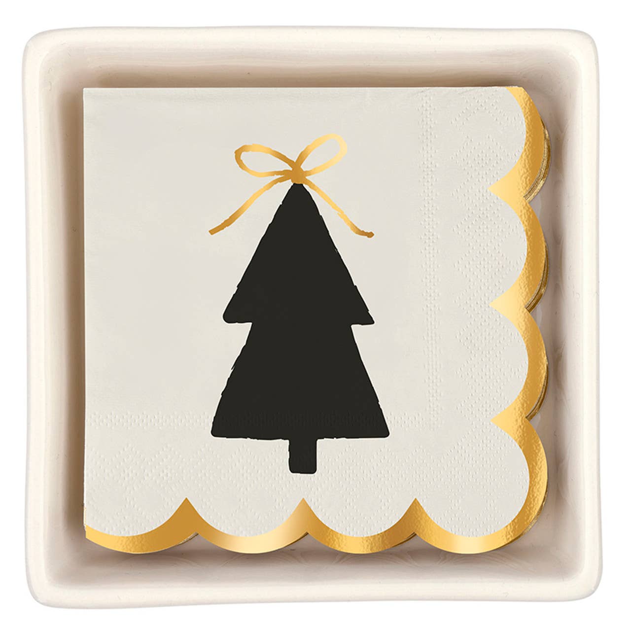 Ceramic Napkin Tray + Napkins - Bow Tree