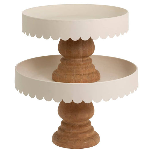 10.25" Dia Almond Scallop Decor Stands Set of 2